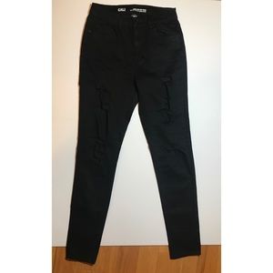 High Waist Black Ripped Jeans